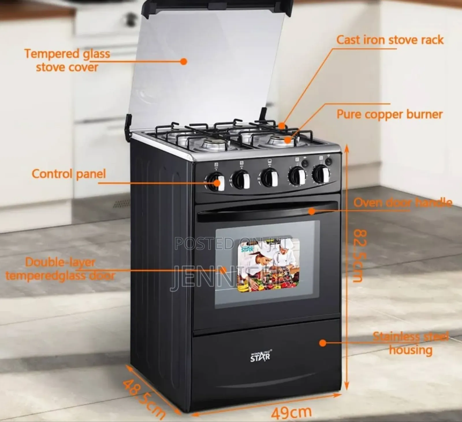 Winning Star 4-Burner Gas Stove With an Oven