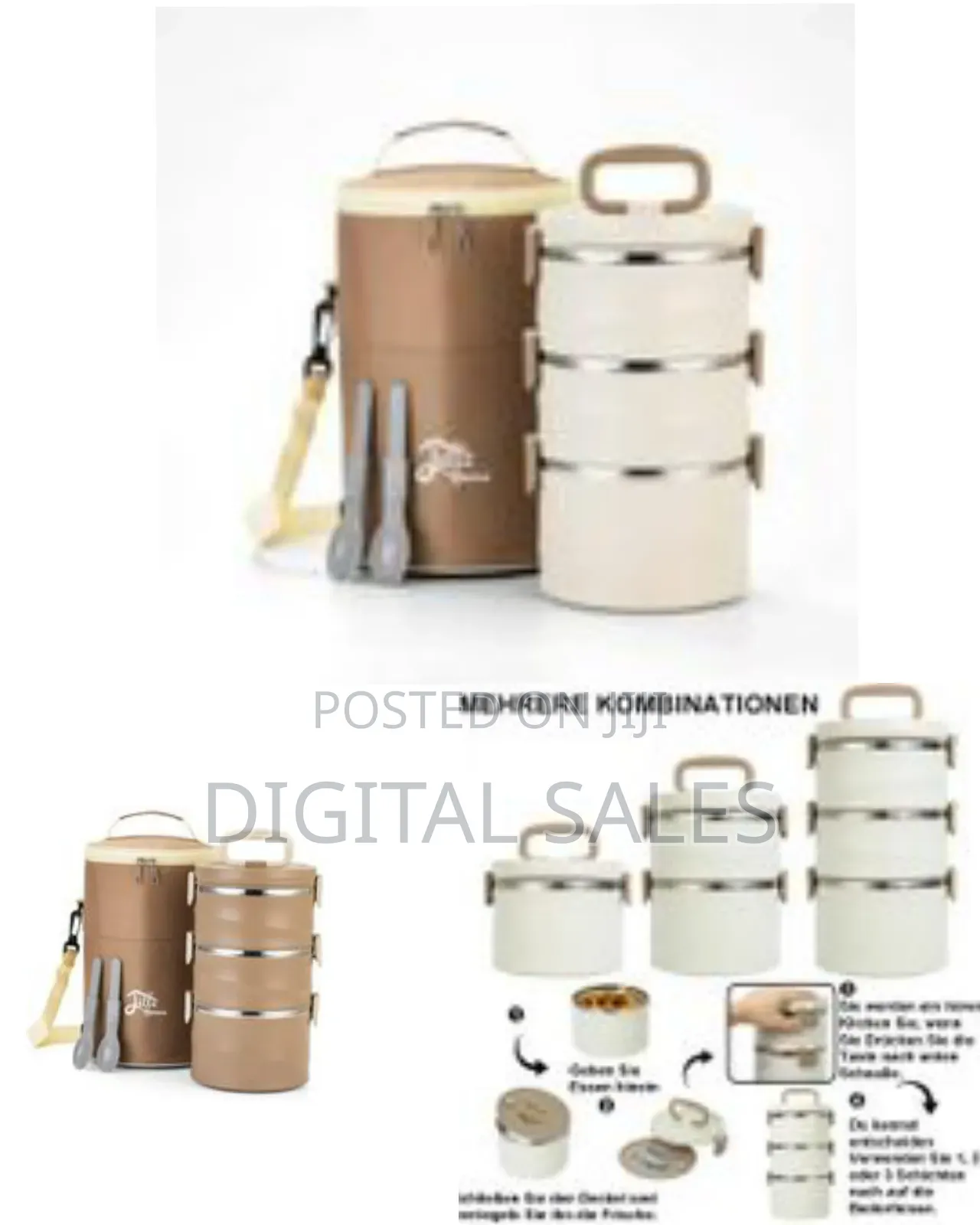 Lille Home Stainless Steel Stackable Lunch Snack Box With Tiffin Lunch