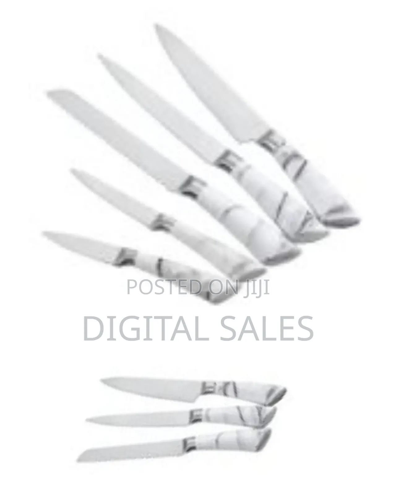 Kitchen Knife Block Set, Marble Covered 7 Piece Knives