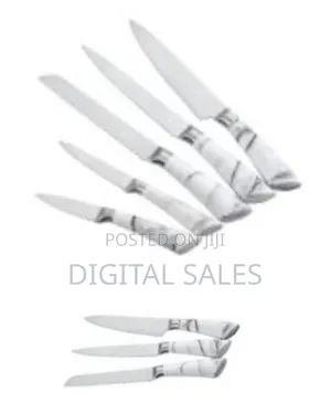 Kitchen Knife Block Set, Marble Covered 7 Piece Knives