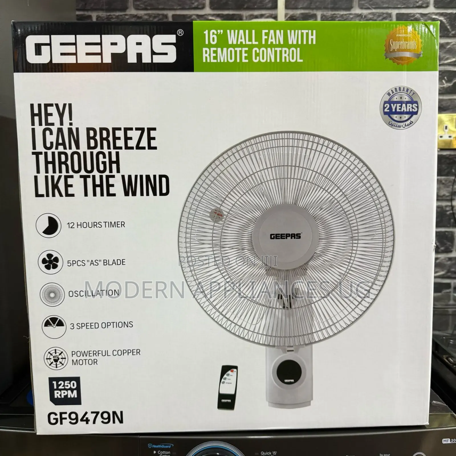 Geepas Wall Fan With Remote