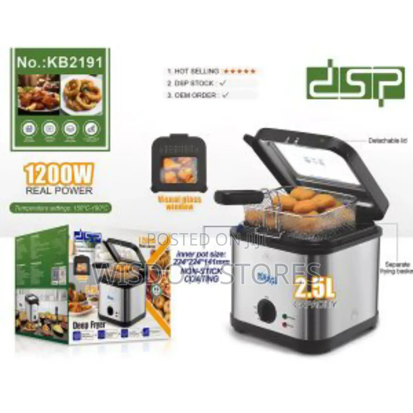 DSP Kb2191 Electric Deep Fryer 1200w-2.5ltr
