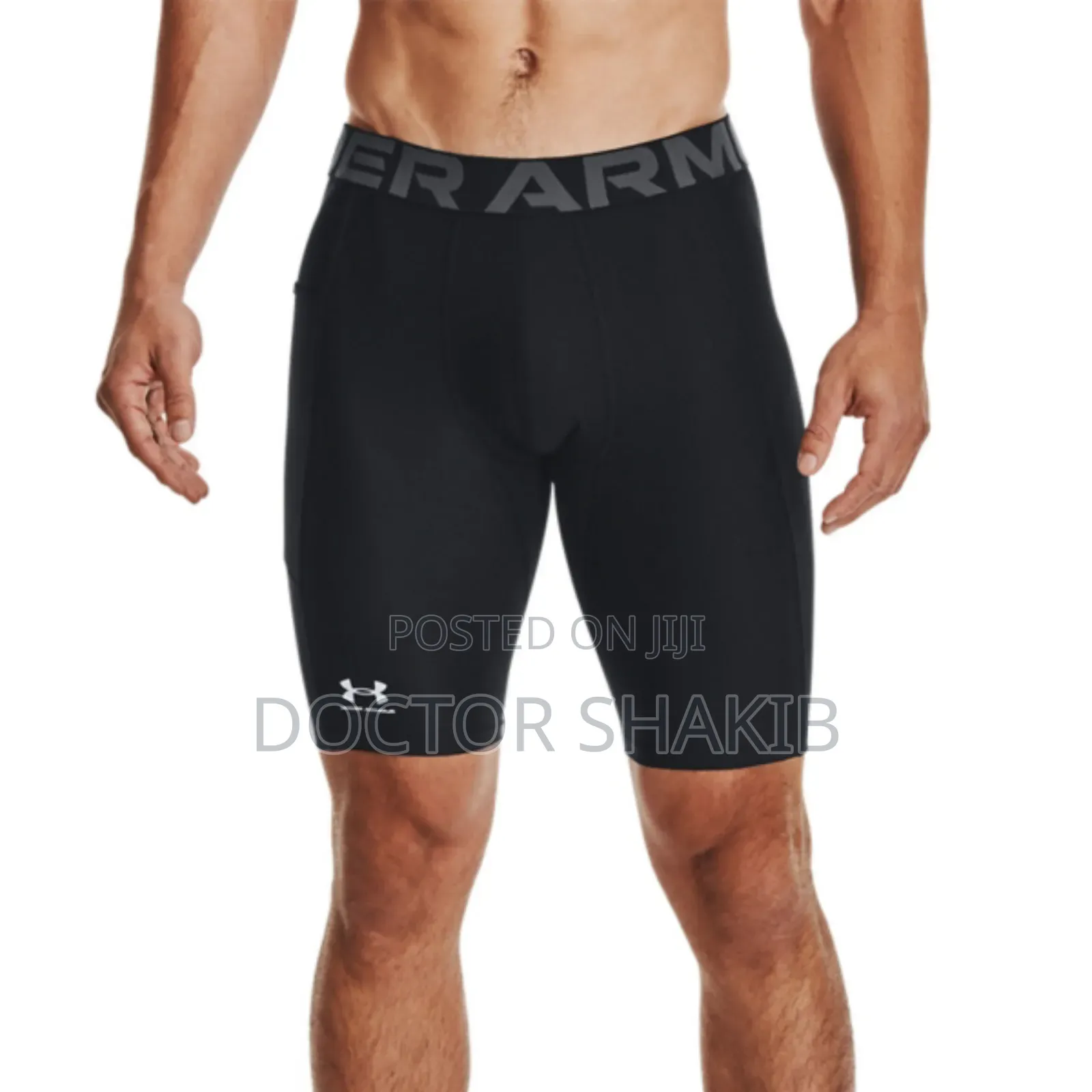 Men's Under Armour Heatgear Long Compression Short in Black.