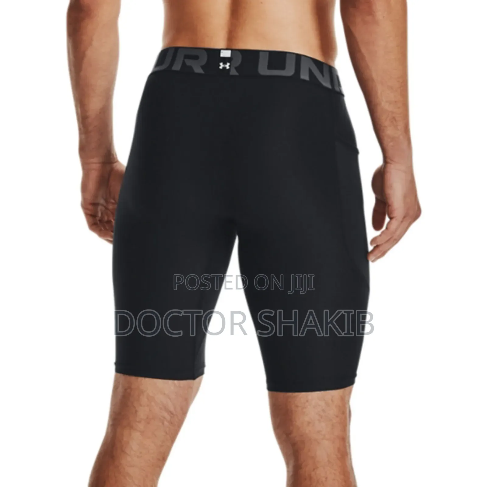 Men's Under Armour Heatgear Long Compression Short in Black.