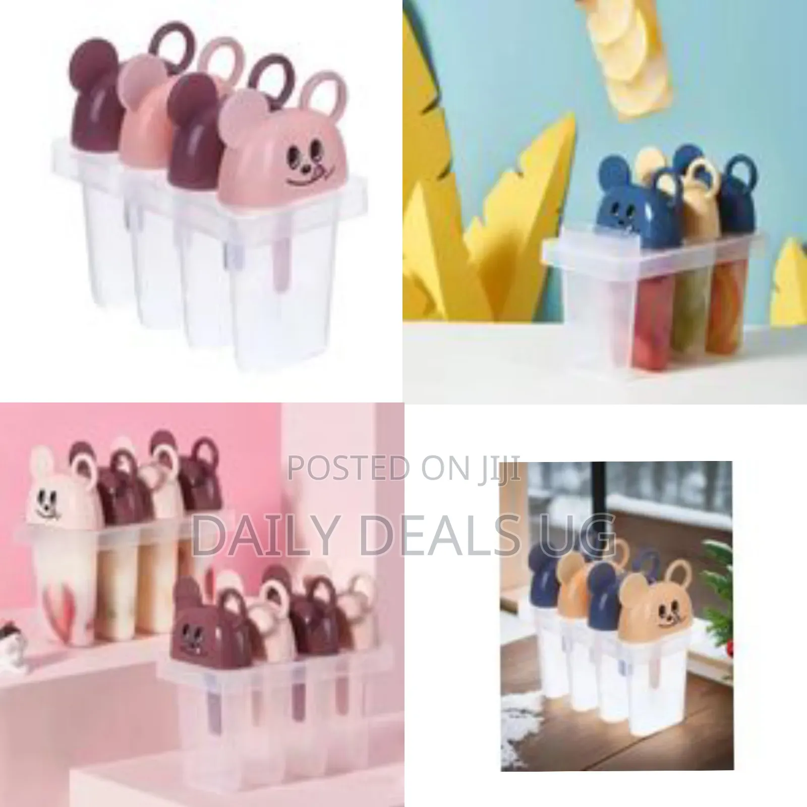 4 Set Reusable Ice Pop Makers, Popsicle Frozen Candy Lolly