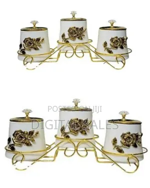 3 Pieces of Countertop Porcelain Kitchen Food Bins Coffee Tea