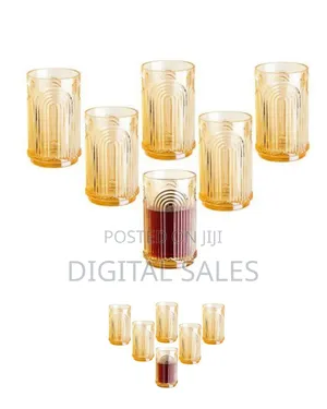 Set of 6 Juice Water Drinking Glasses, Arch Design Cocktail