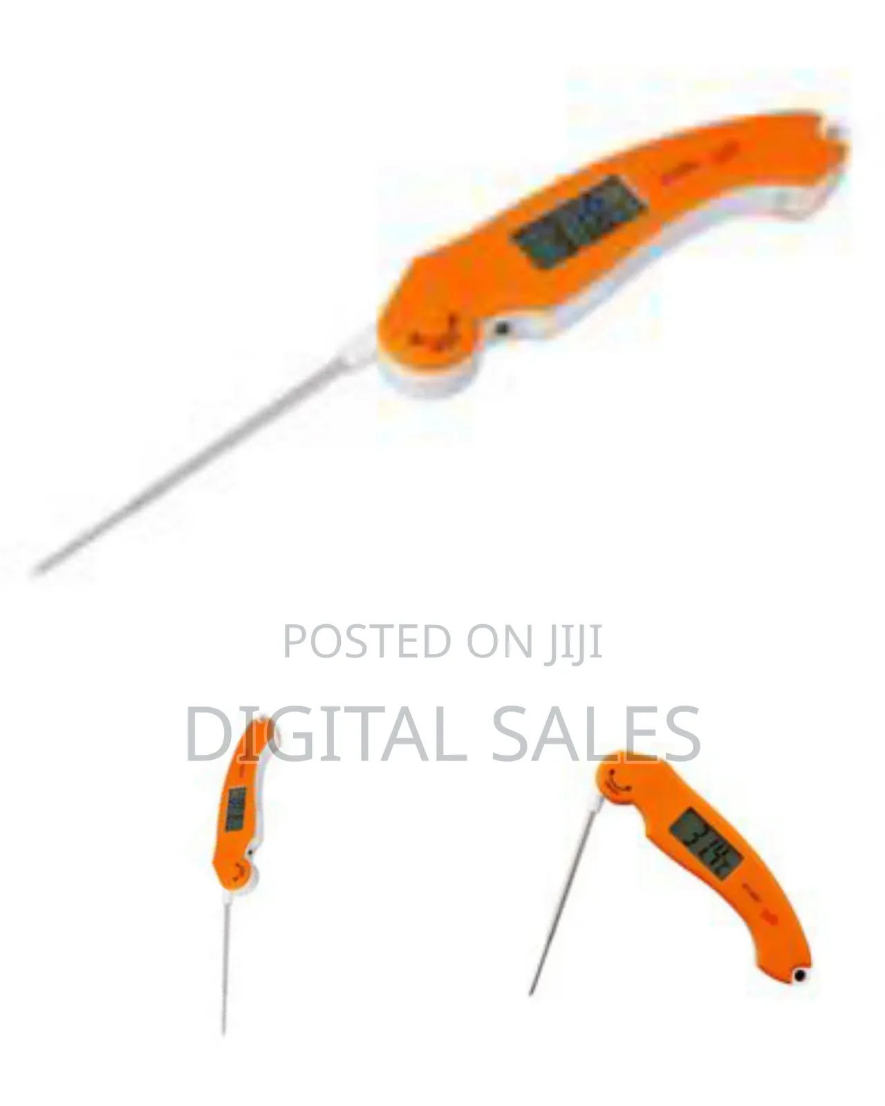 LCD Digital Kitchen Cooking Meat Thermometer Orange Foldable Home