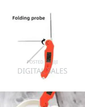 LCD Digital Kitchen Cooking Meat Thermometer Orange Foldable Home