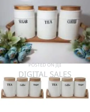 Set of 3 Ceramic Canisters Set for Sugar Coffee Tea, Luxurious