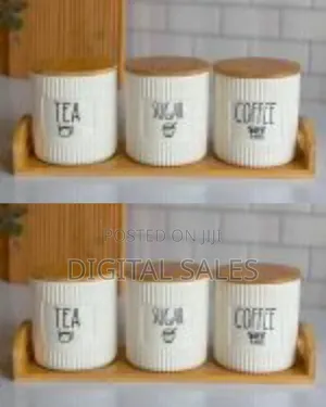 Ceramic Storage Canister for Coffee Sugar Tea Set of 3, Kitchen Pantry