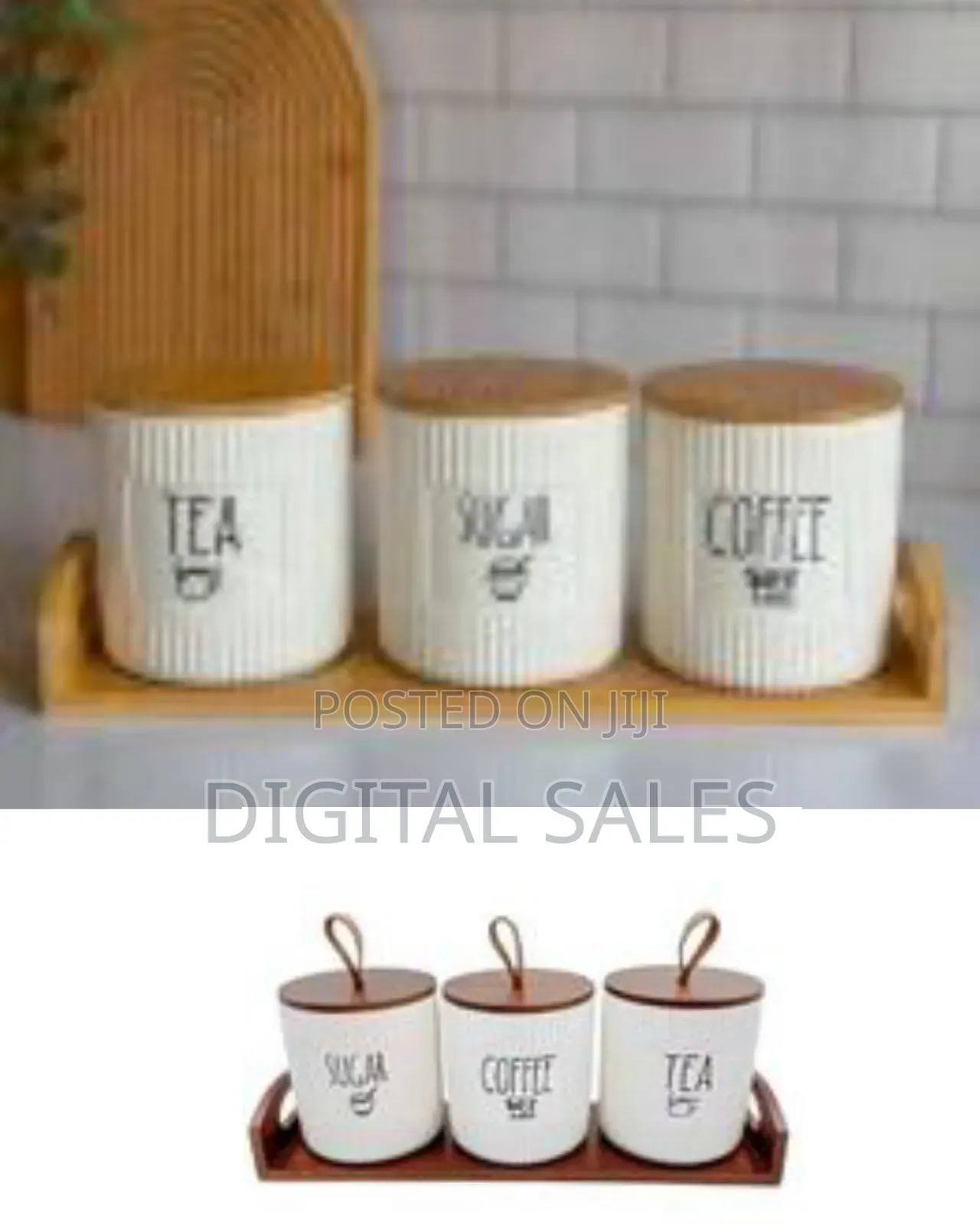 Ceramic Storage Canister for Coffee Sugar Tea Set of 3, Kitchen Pantry