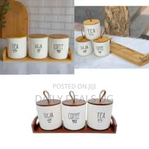 Ceramic Storage Canister for Coffee Sugar Tea Set of 3
