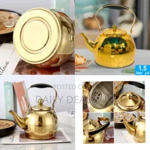 3 Litre Gold Stove Top Whistling Kettle Stainless Steel Mirror Finish