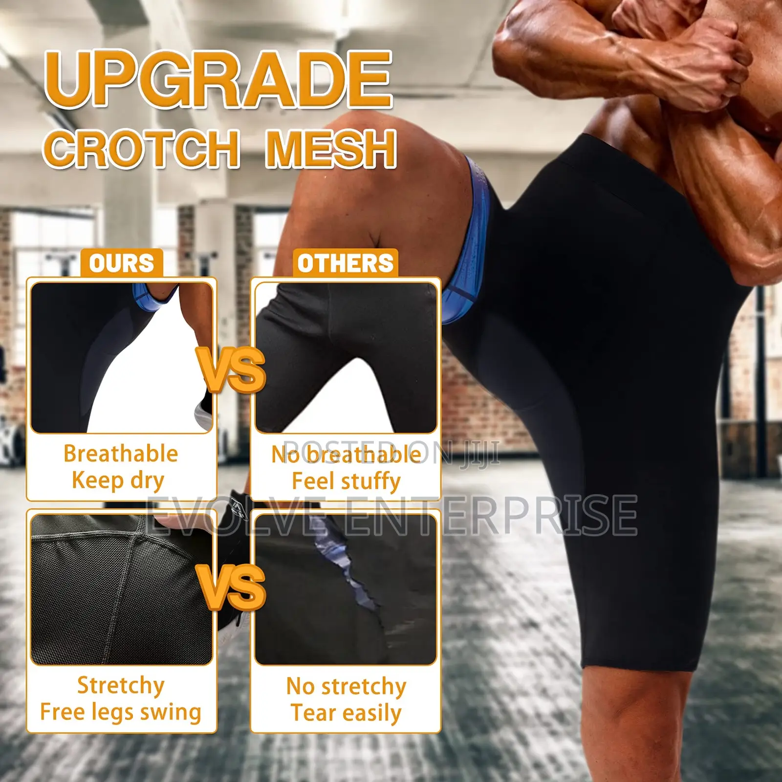 Men Sauna Pants Sweat Leggings Thermo Capris Slimming Tights