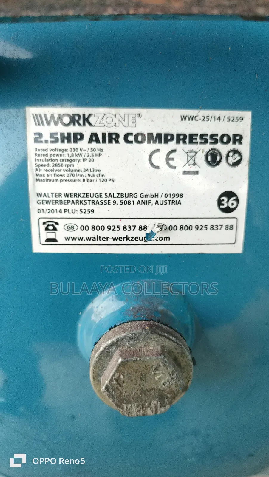 Workzone Electrical Air Compressor, 24l, Uk Used.