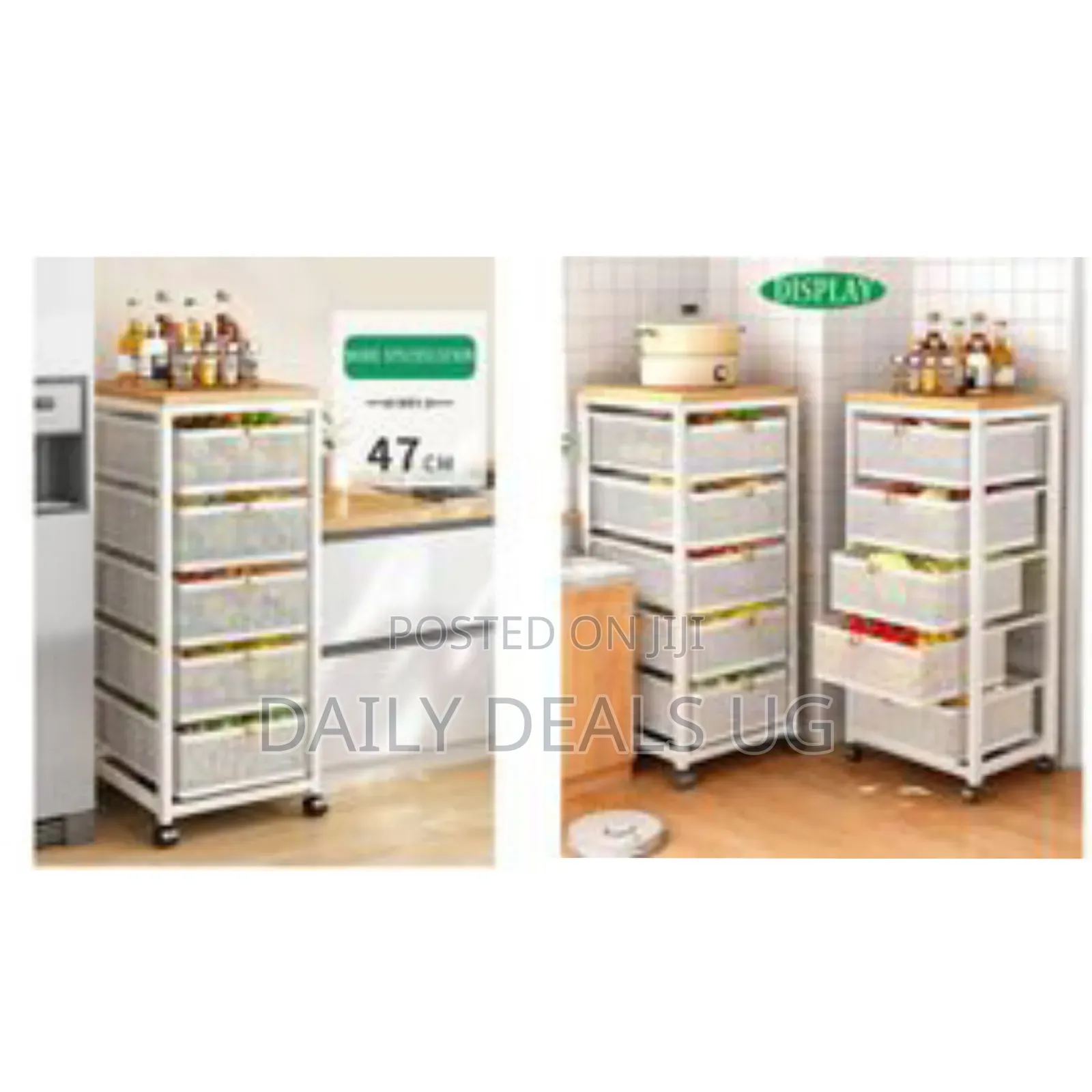 Mesh Kitchen Vegetable Cabinet Storage Rack Organizer Cart 5 Layers
