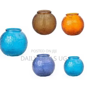 Round Orange Textured Vase Glass Bubble Bowl Glass Round Candy Dish