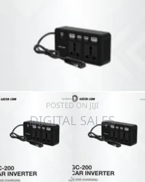 Green Lion Gc-200 Car Inverter, Car Charger 2×Universal Sockets,