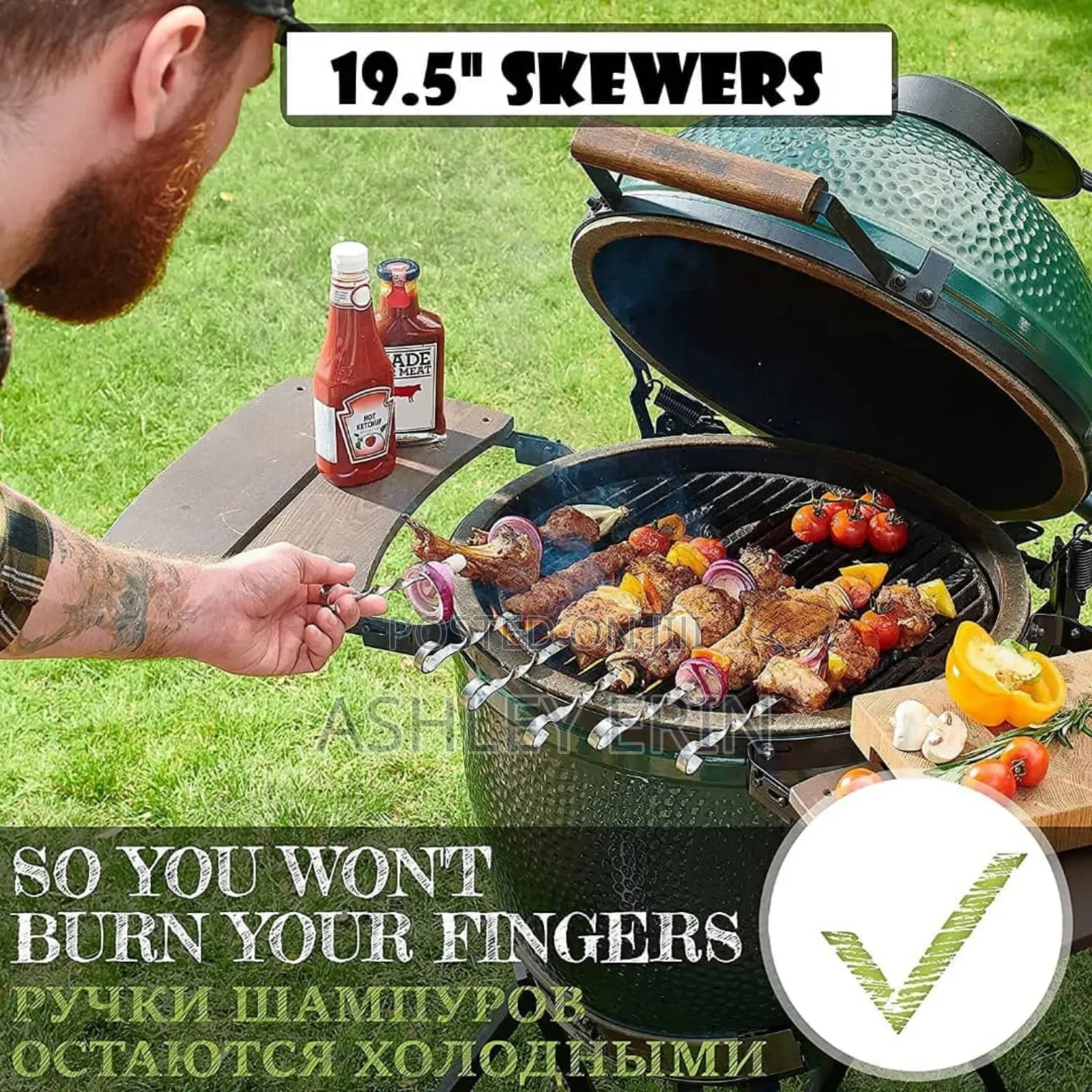 6pcs Stainless Steel BBQ Skewers