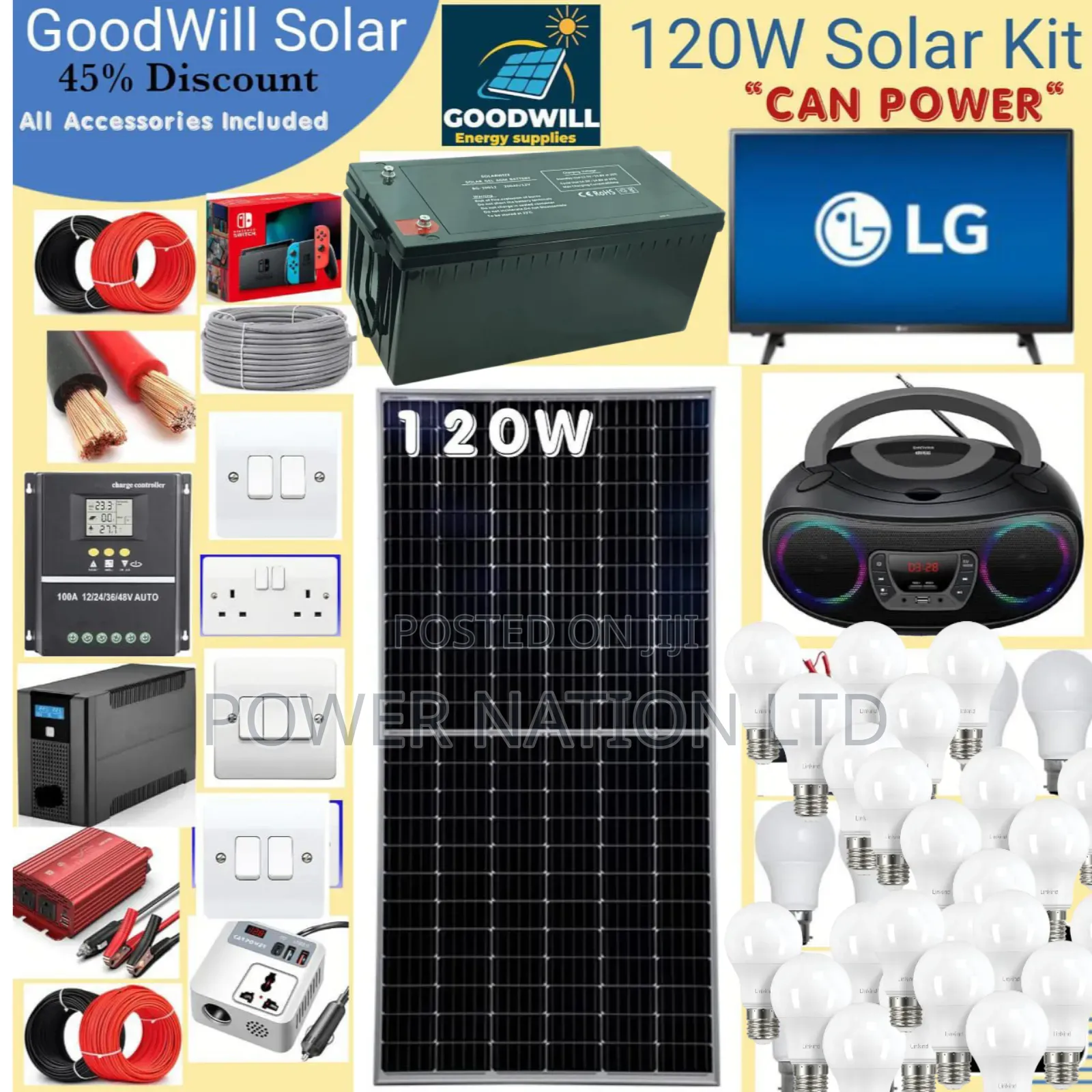 120w Power Nation Solar System Full Kit