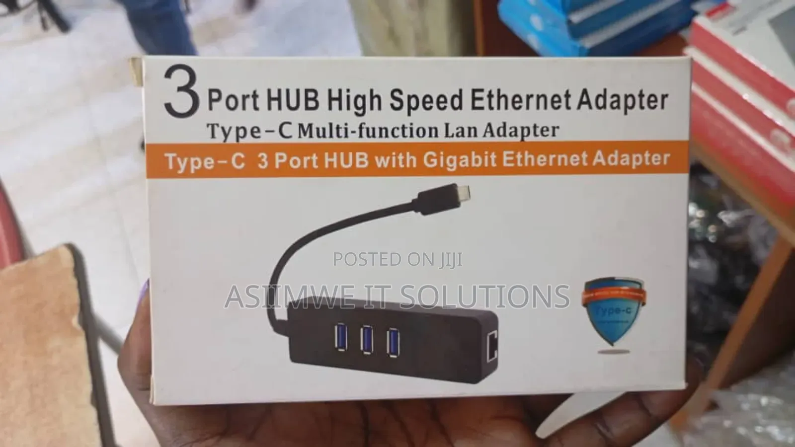 Type-C 3 Port Hub With Gigabit Ethernet Adapter