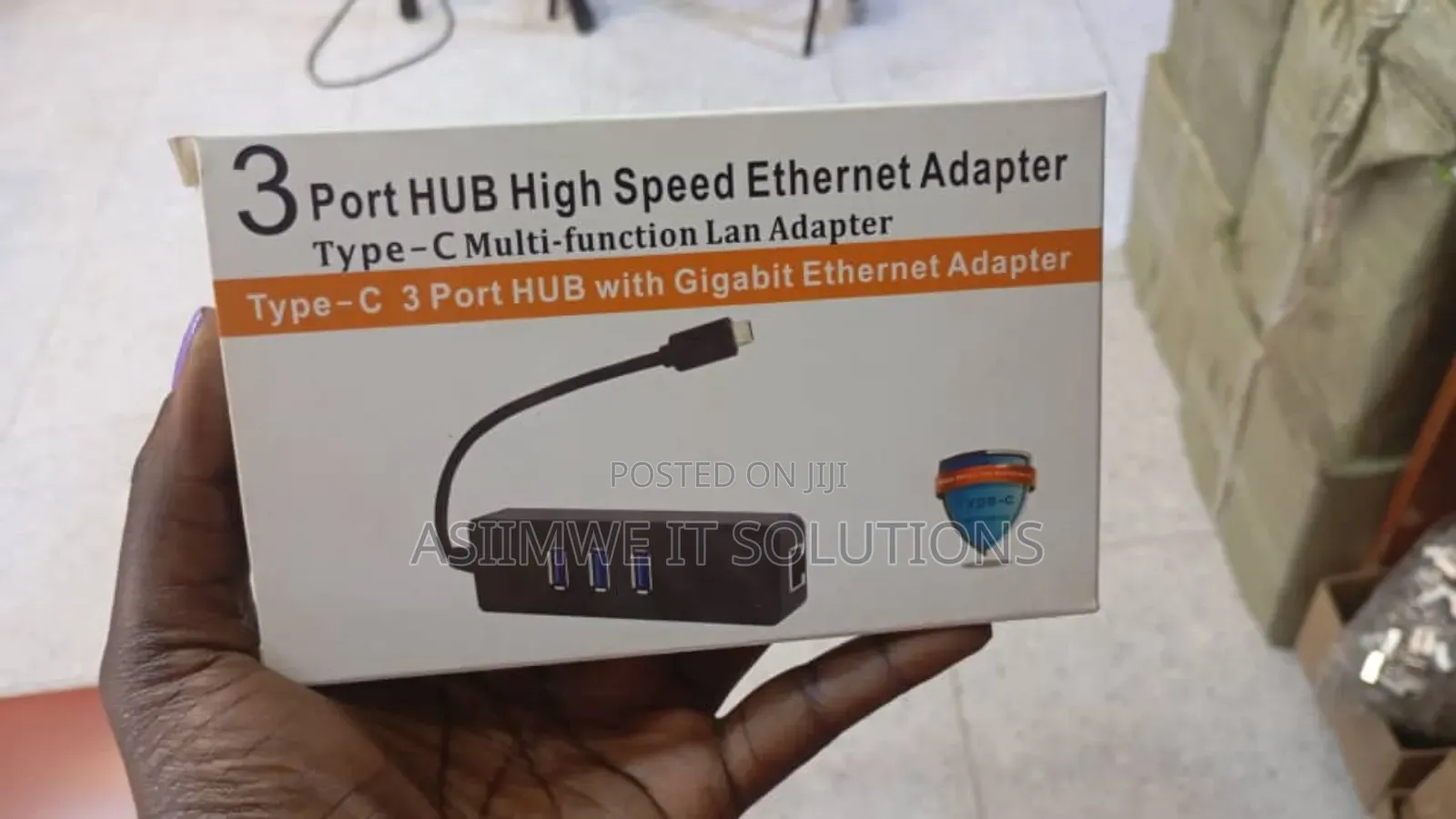 Type-C 3 Port Hub With Gigabit Ethernet Adapter