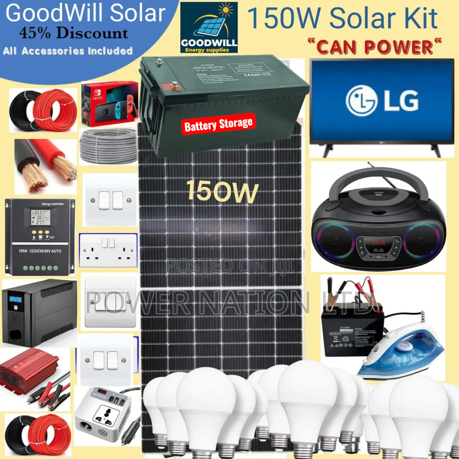 150w Power Nation Solar System Full Kit