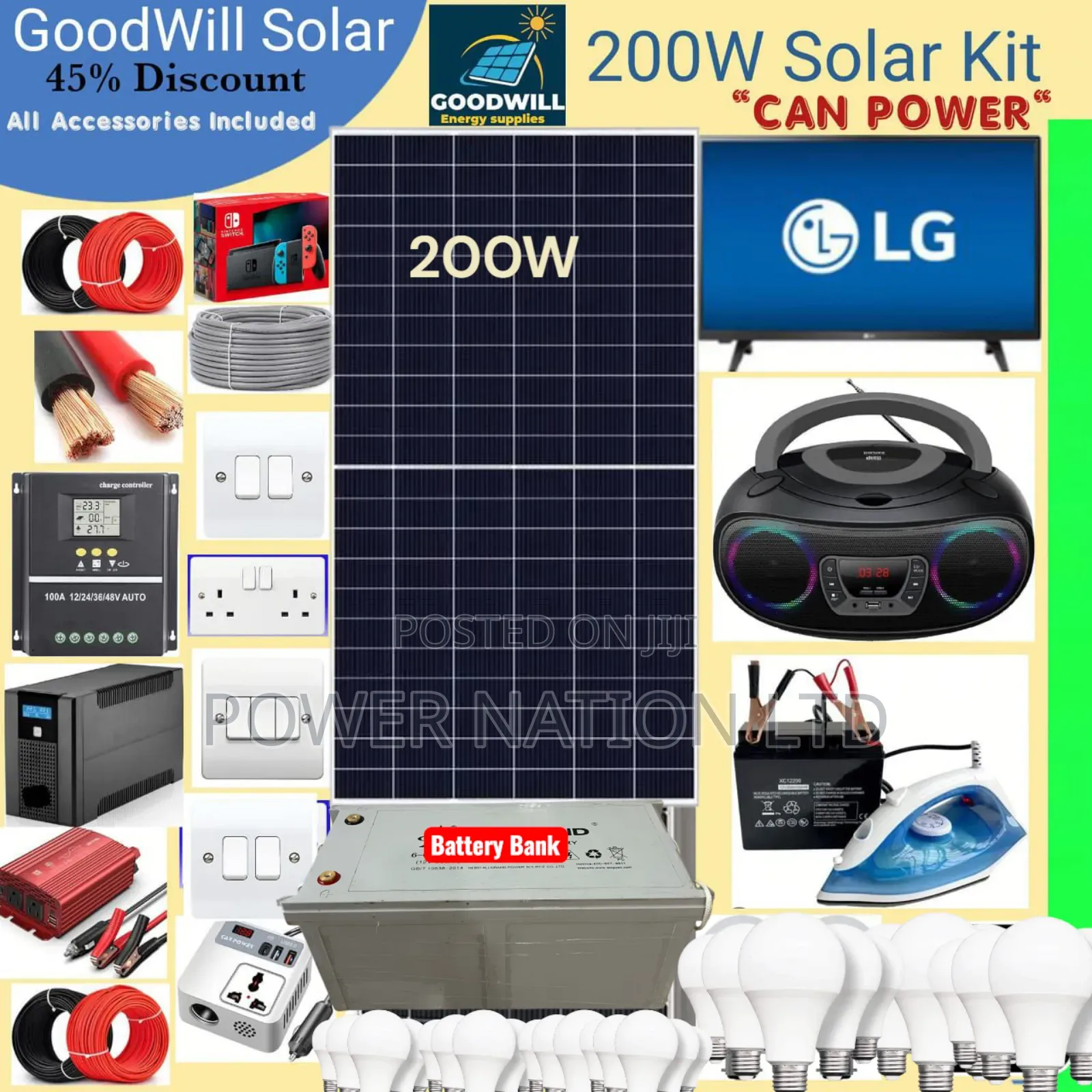 200w Power Nation Solar System Full Kit