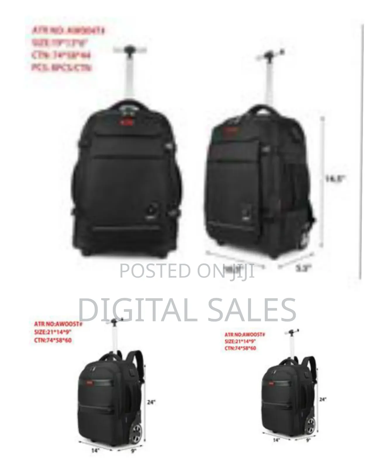 Rolling Backpack for Men With Wheels, 17 Inch Large Wheeled