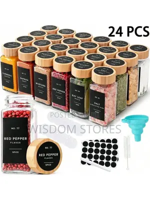 12pcs Glass Spice Jars With Bamboo Lids