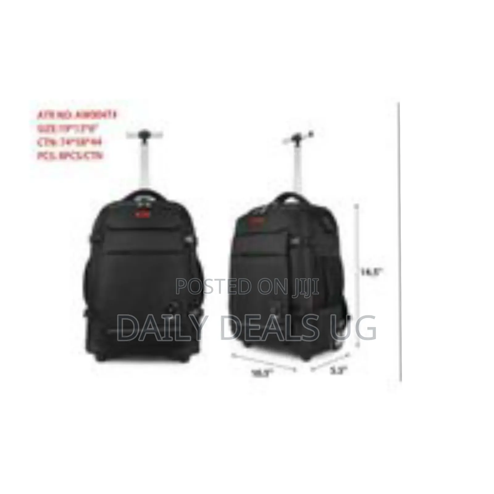 Rolling Backpack for Men With Wheels, 17 Inch Large Wheeled Backpack