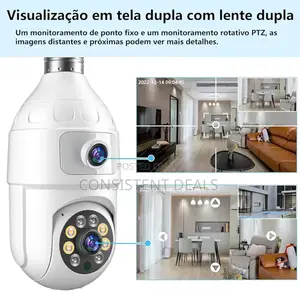 Light Bulb Security Camera Wireless Outdoor Indoor,360° Wifi Dual Lens