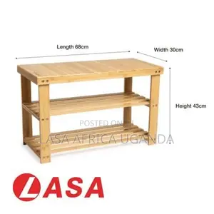 3-Tier Bamboo Shoe Bench · Sit + Store Shoes
