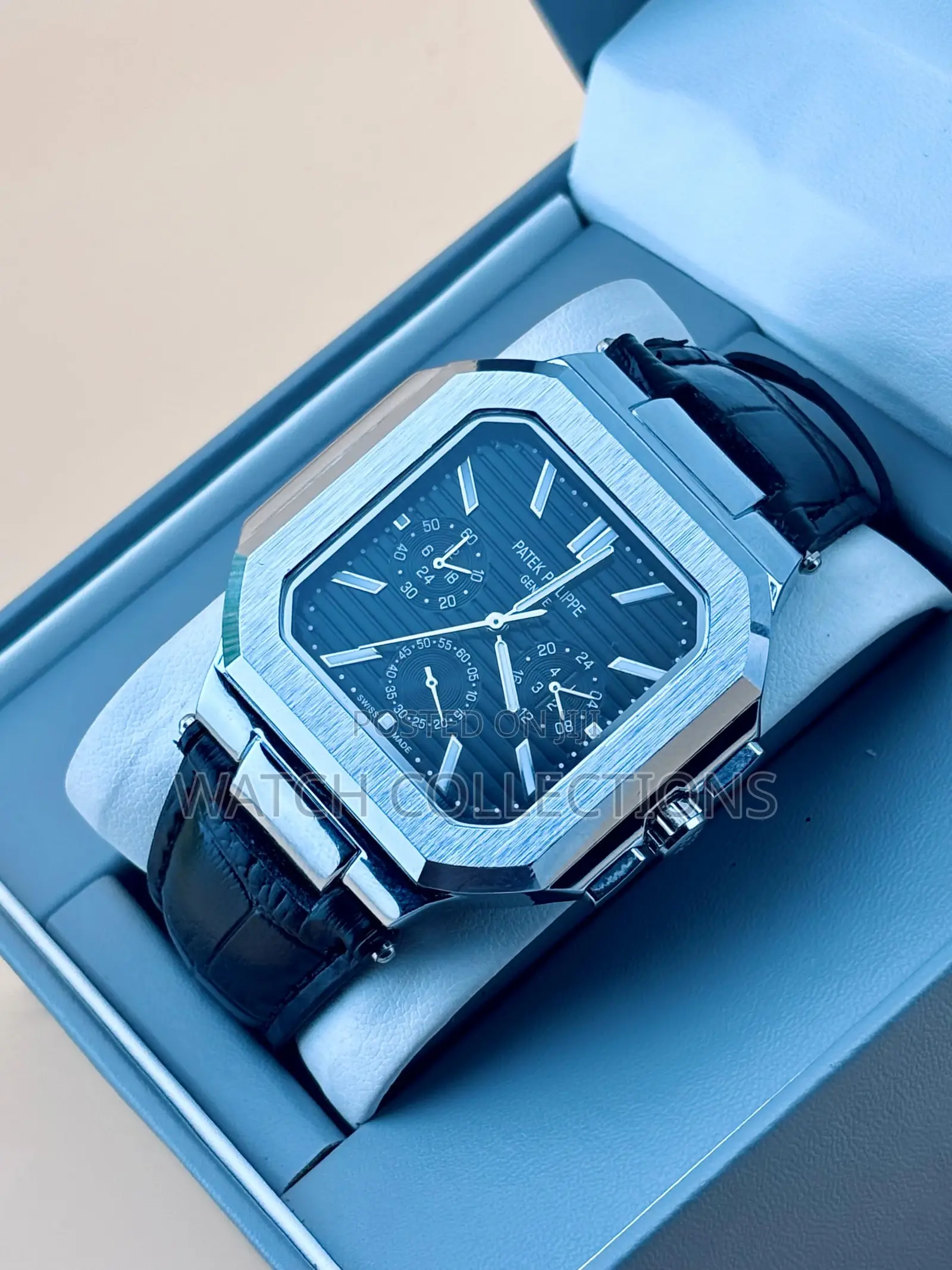 Square Patek Phillipe Watch With Leather Straps