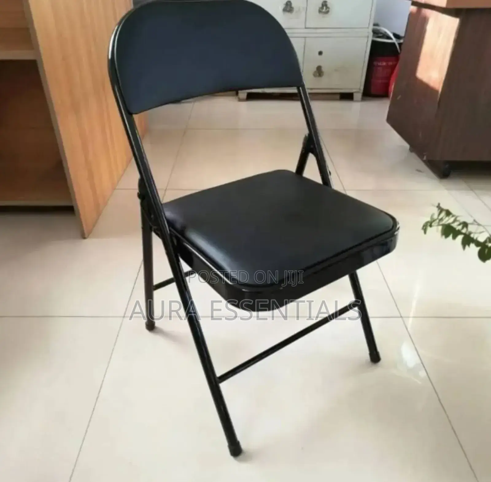 Black Frame Metallic Foldable Chair
