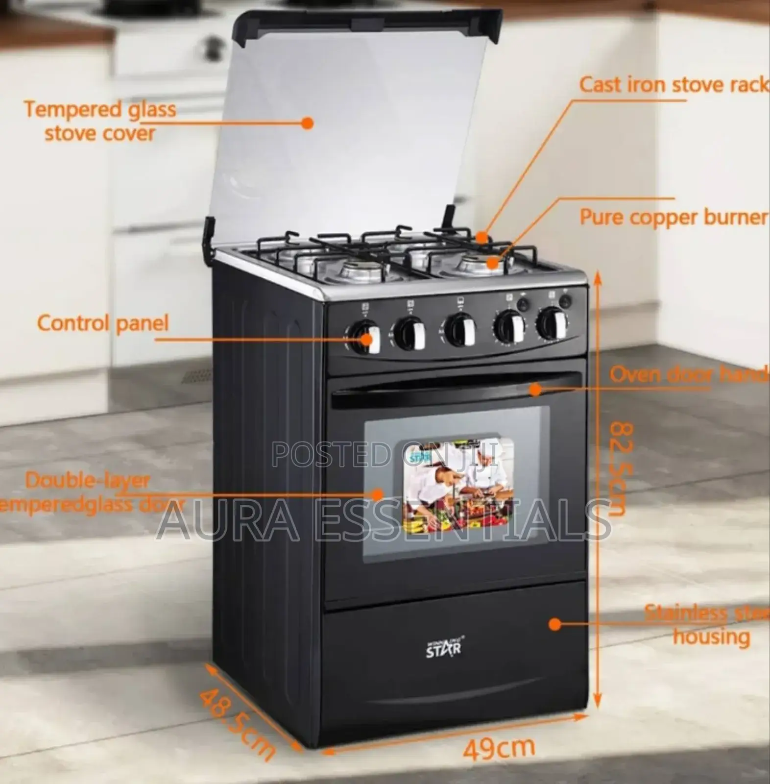 Winning Star 4-Burner Gas Stove With an Oven