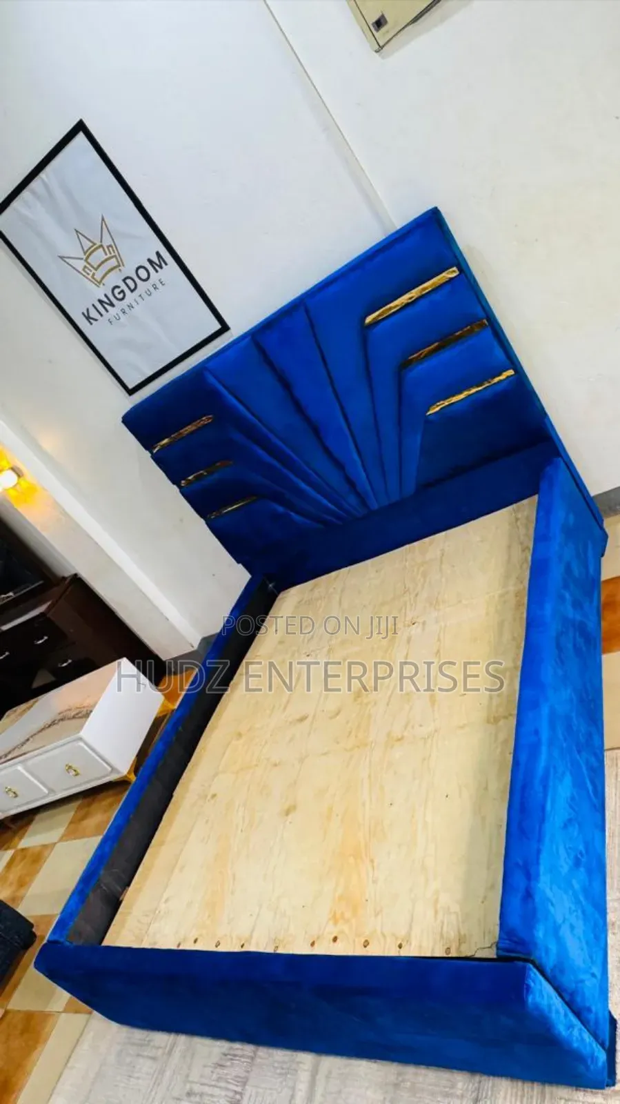 5x6 Fabric Modern Blue Bed With