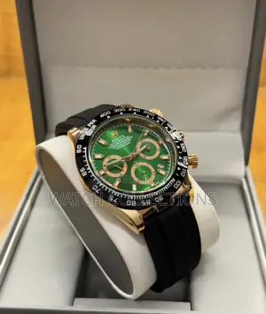 Green Dail Rolex Oyster With Rubber Strap