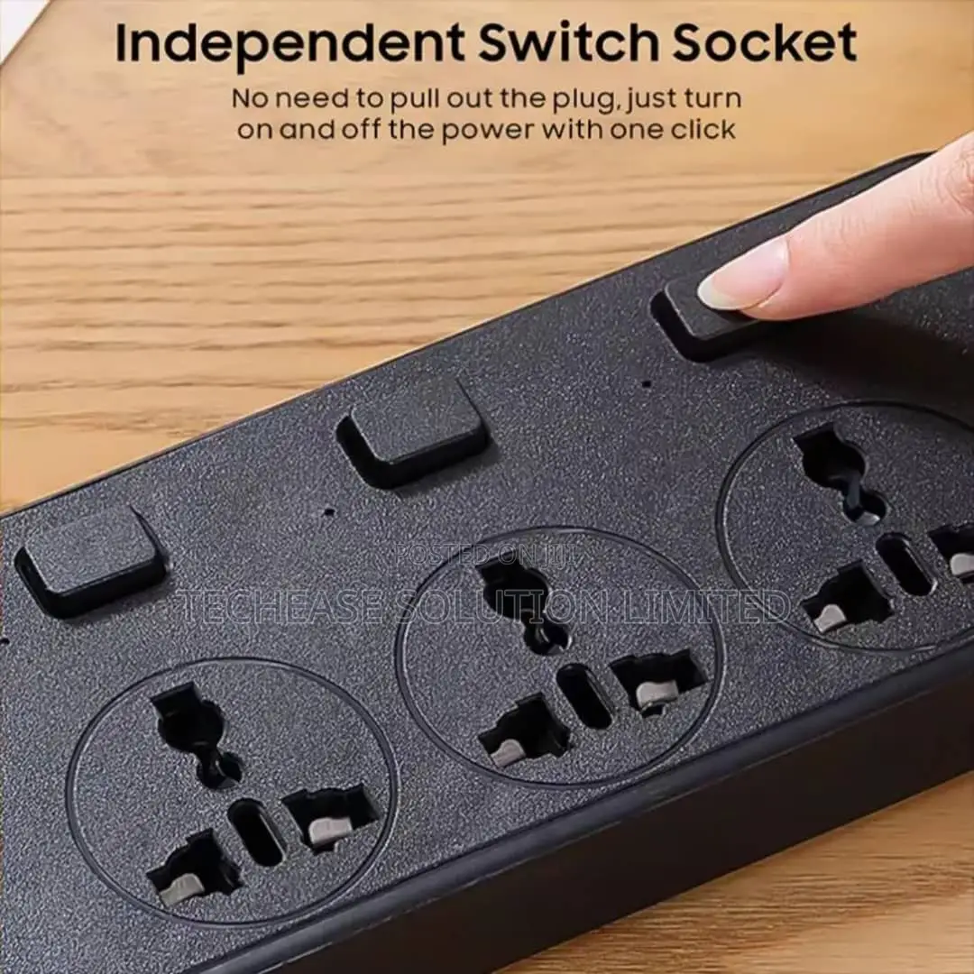Smart Power Socket – 3 Ac Outlets, 3 Usb 1 Type-C Port With 2m