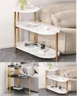 Narrow Nightstand 3 Tiers Faux Storage Marble-Style Small Spaces -Sid