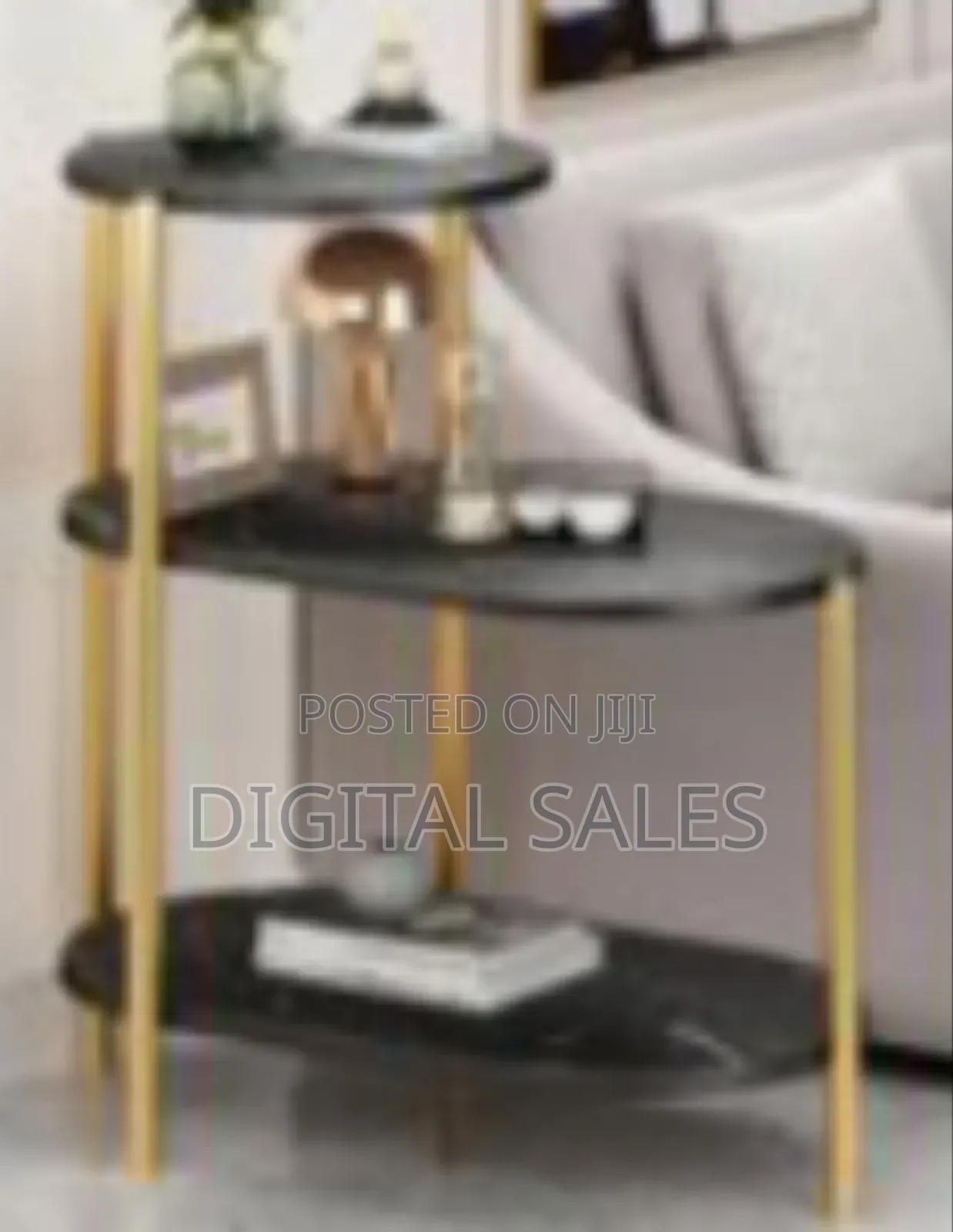 Narrow Nightstand 3 Tiers Faux Storage Marble-Style Small Spaces -Sid