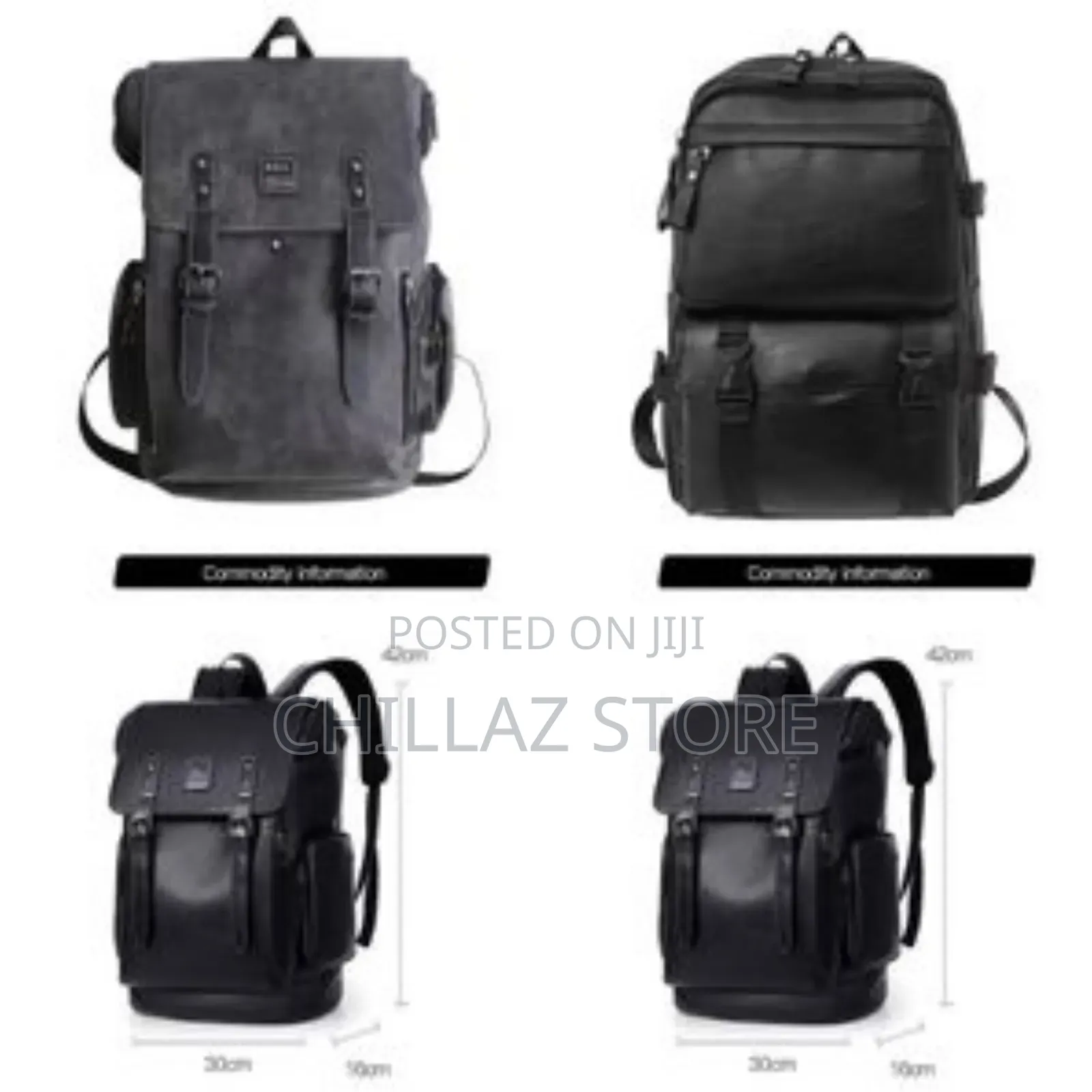 Vintage Leather Black Backpack Soft Bags