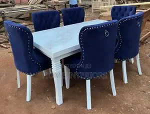 Navy Blue Dinning Table With a Marble Top