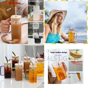6 Pieces of Glass Drinking Cup 400ml Square Glasses Tumbler