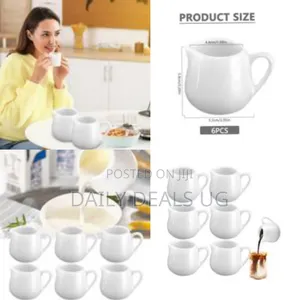 Ceramic Milk Jug Small 6 Pcs, 110ml Gravy Jug With Handle
