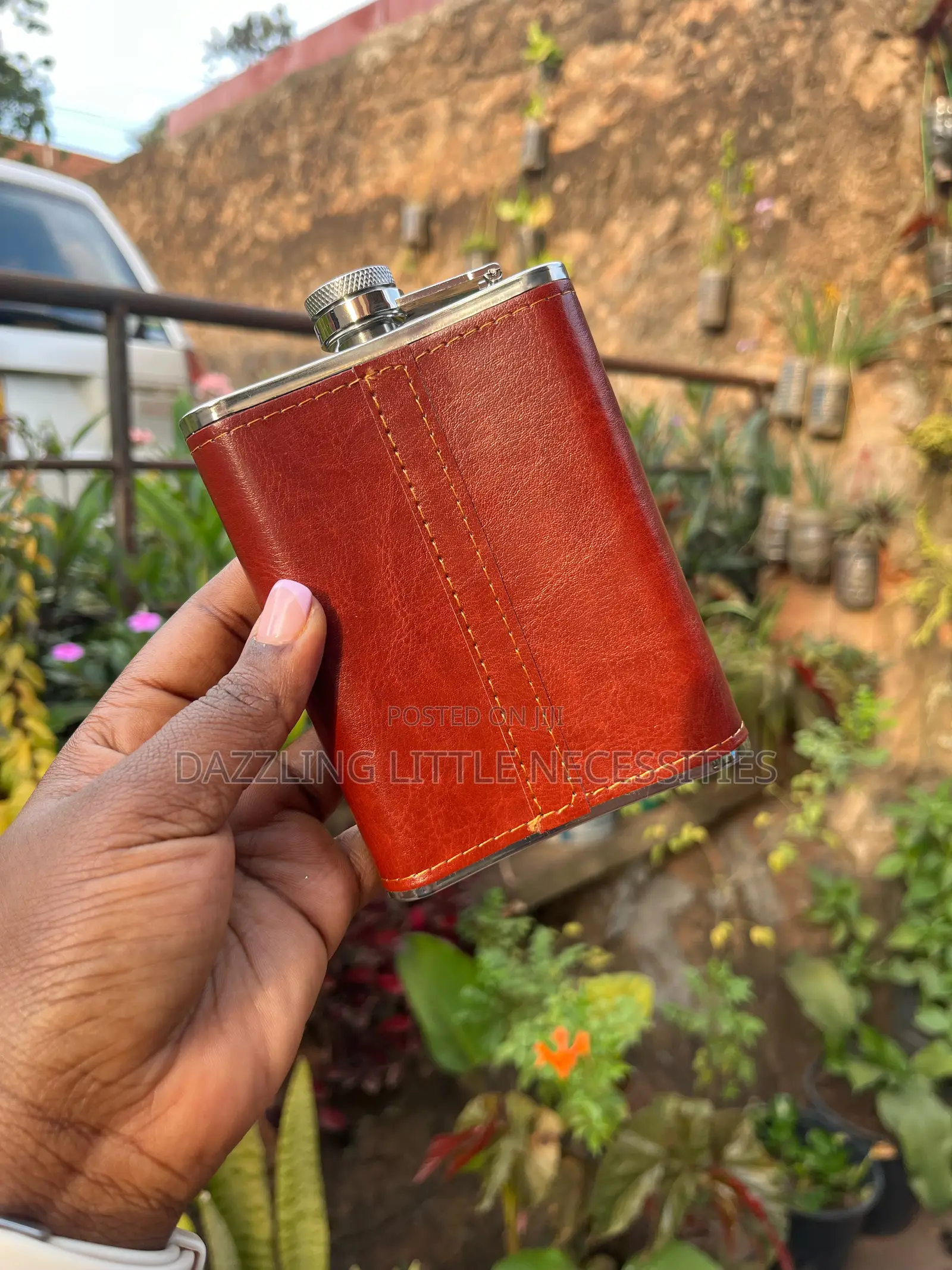Johnnie Walker Leather Hip Flask (Stainless Steel)