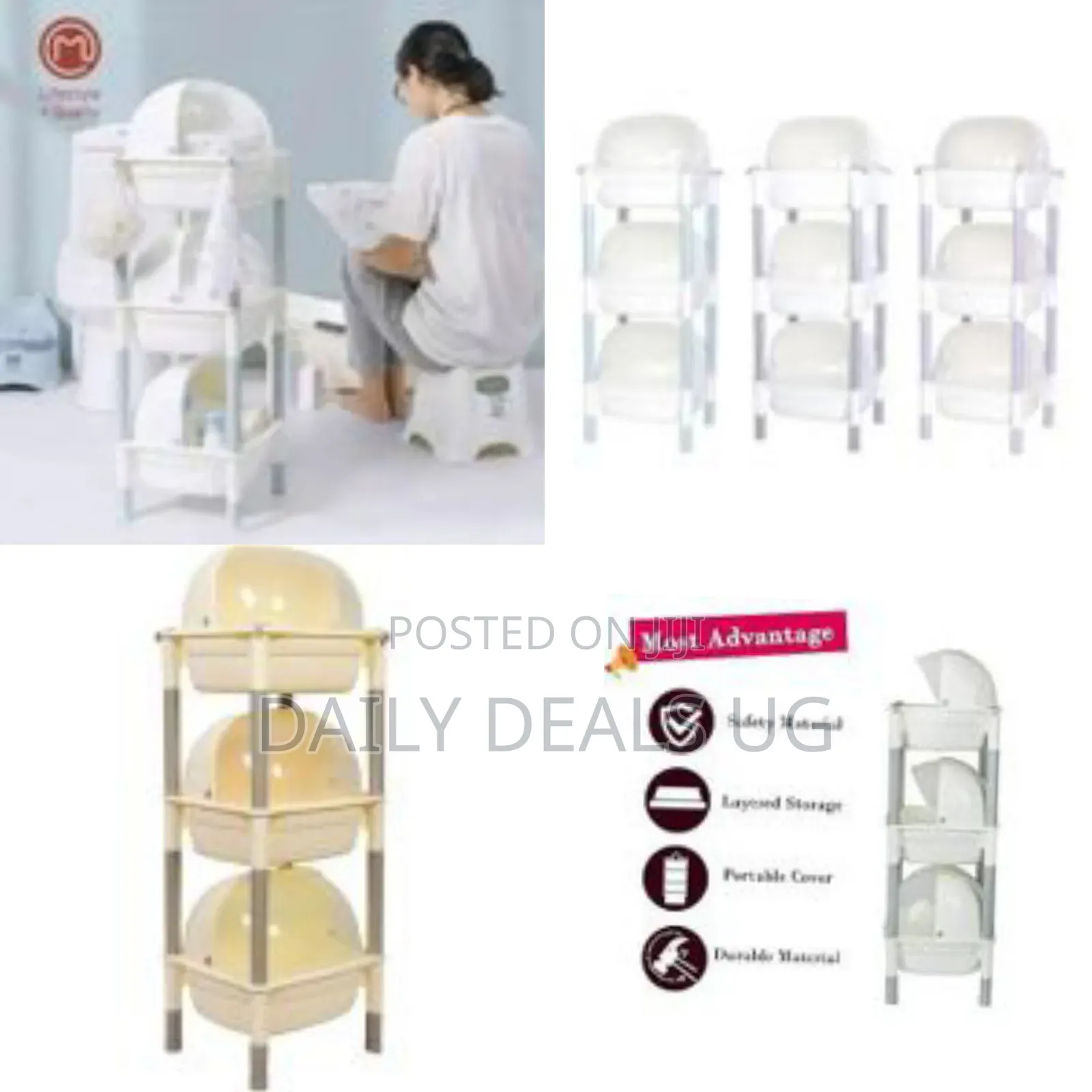 PVC 3 Layer Multipurpose Plastic Kitchen Storage Shelves Baby