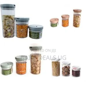 3pcs Transparent Plastic Sealed Cans, Storage Jars for Kitchen