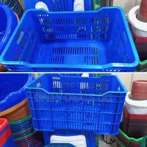 A Blue, Heavy-Duty, Multipurpose Plastic Crate